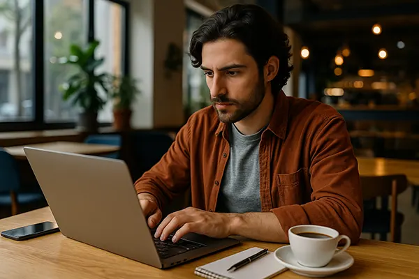 Caffè e laptop